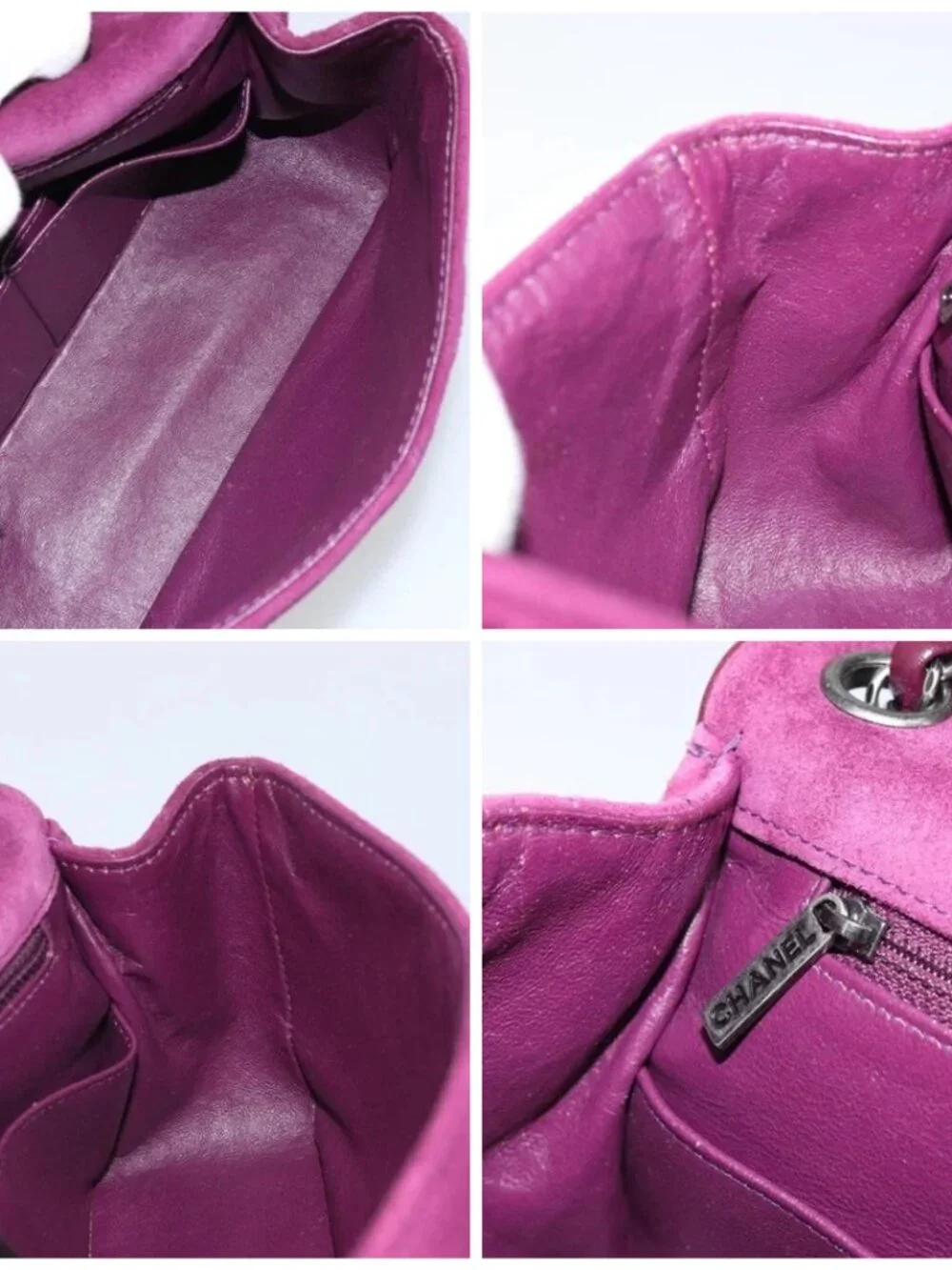 CHANEL Chain Shoulder Bag Suede Purple CC Auth